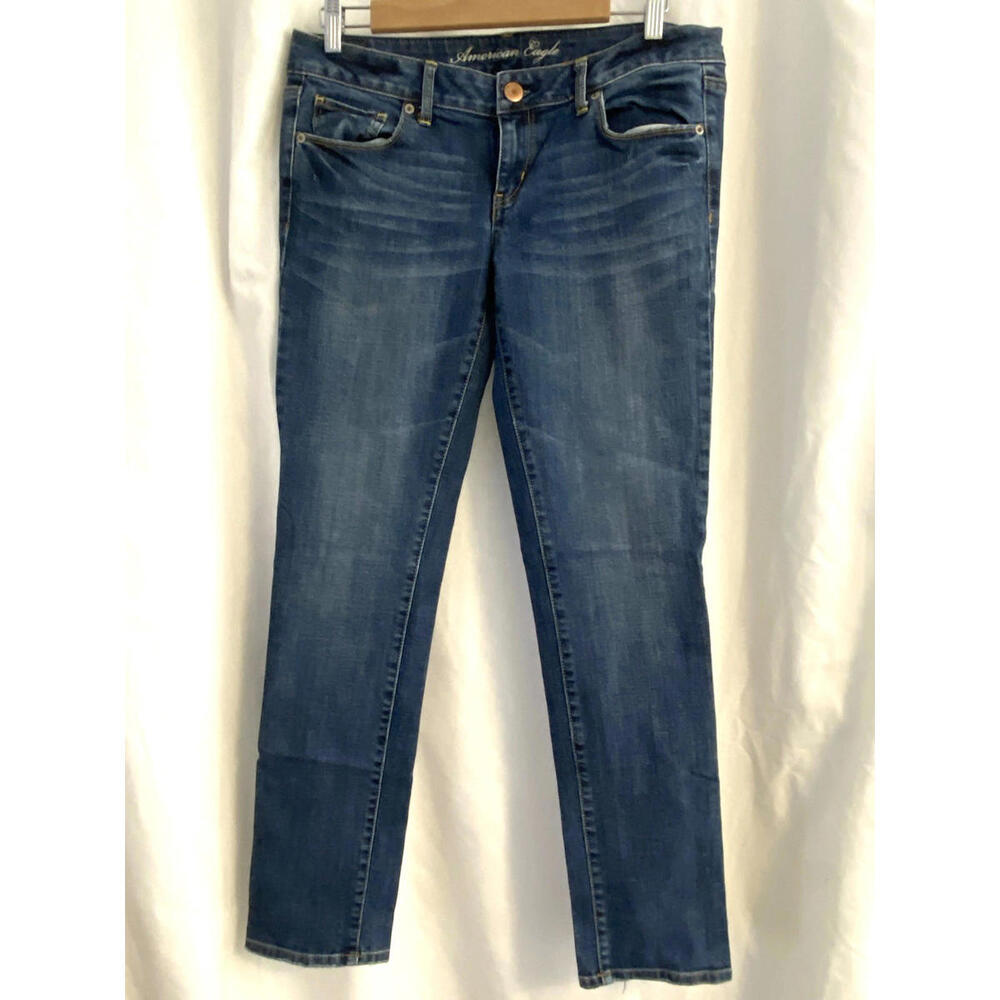 Y2K American Eagle Skinny Jeans Women's 10 Low Rise Dark Wash Denim  -0066
